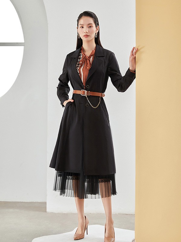 JIAFENSTYLISH2022秋冬季黑色大衣