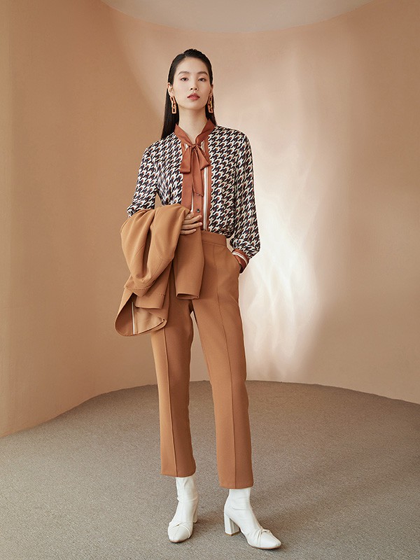 JIAFENSTYLISH2022秋冬季咖啡色西装裤