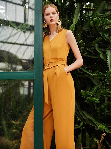 沐紫格2022春夏季橙色连体裤