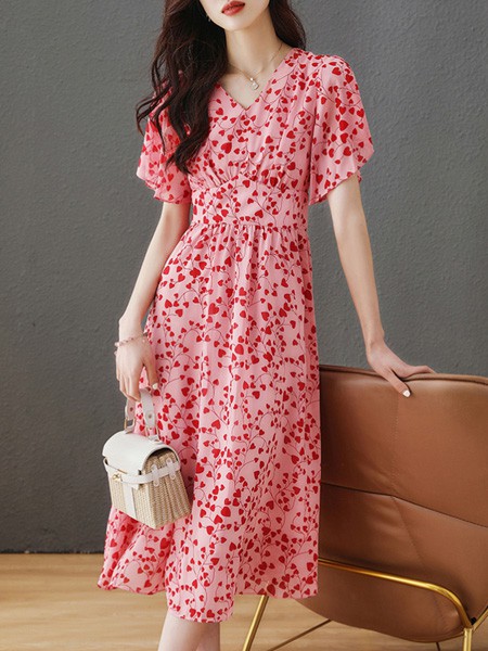 佐思琳女装2022春夏季红色连衣裙