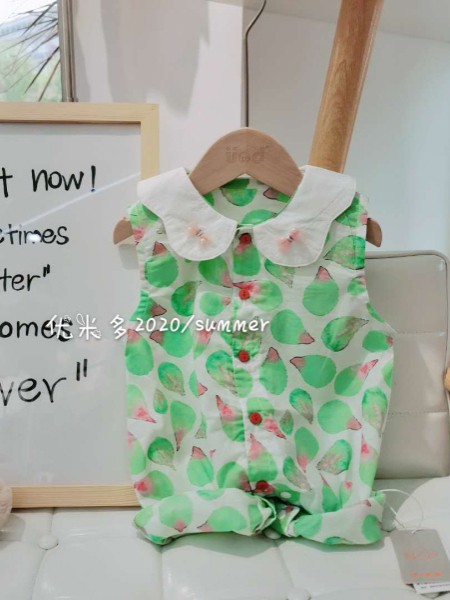 优米多童装2022春夏季绿色连体衣