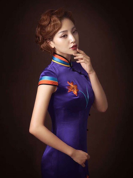 ​优刻定制男装2022春夏季藏蓝色旗袍