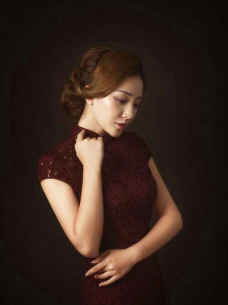 ​优刻定制男装2022春夏季酒红色旗袍