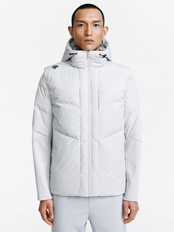 迪桑特运动装2022秋冬季白色派克服