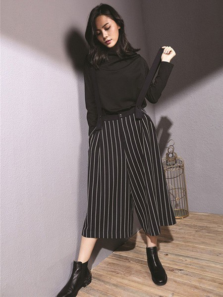 天开悟语女装2022春夏季黑色阔腿裤