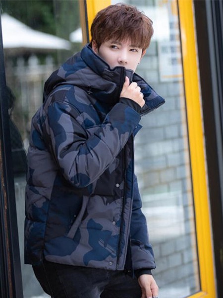 禹宾男装2022秋冬季黑色棉服