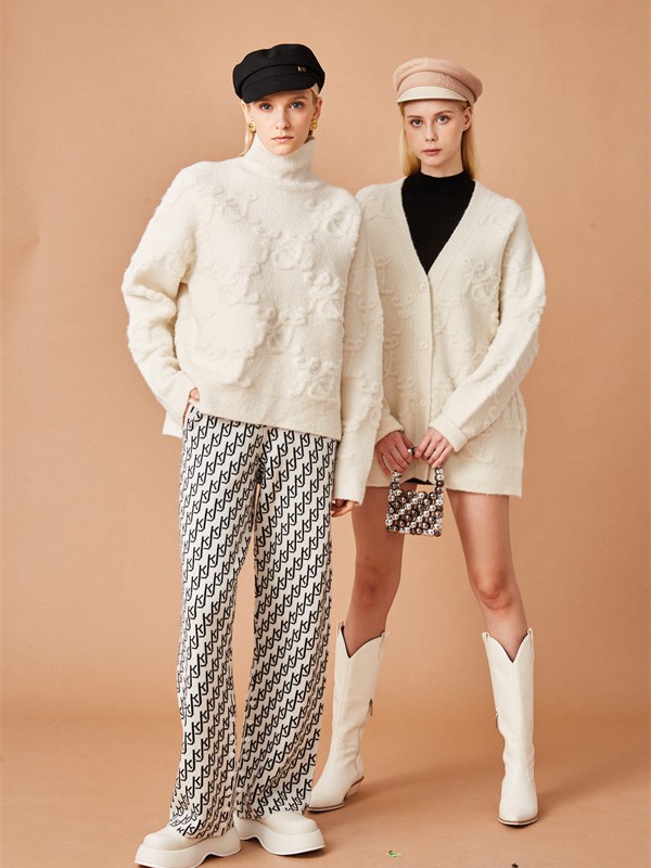 KSNJSN2022秋冬季白色毛衣