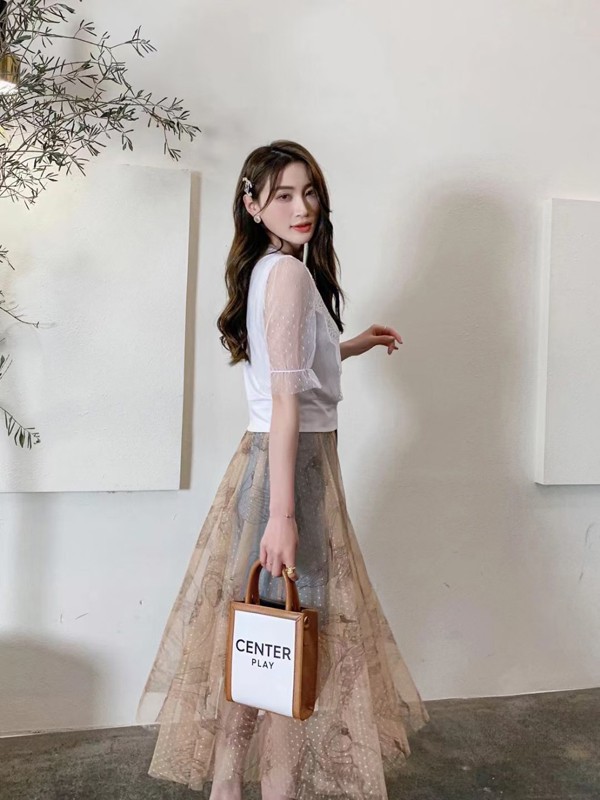 莎融女装2022春夏季咖啡色半身裙