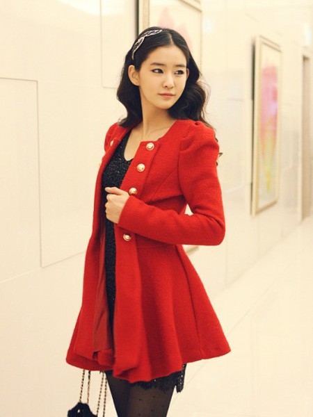 唯媚weimei2022秋冬季红色大衣