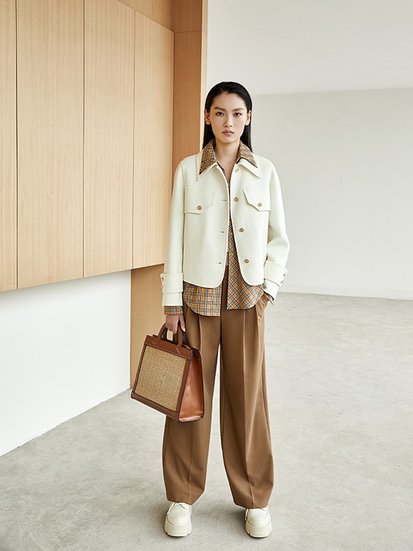 IN+茵嘉女装2022秋冬季咖啡色阔腿裤