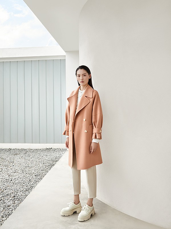 IN+茵嘉女装2022秋冬季橙色大衣