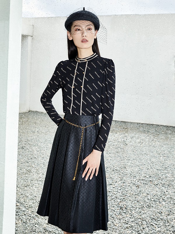 IN+茵嘉女装2022秋冬季黑色针织衫