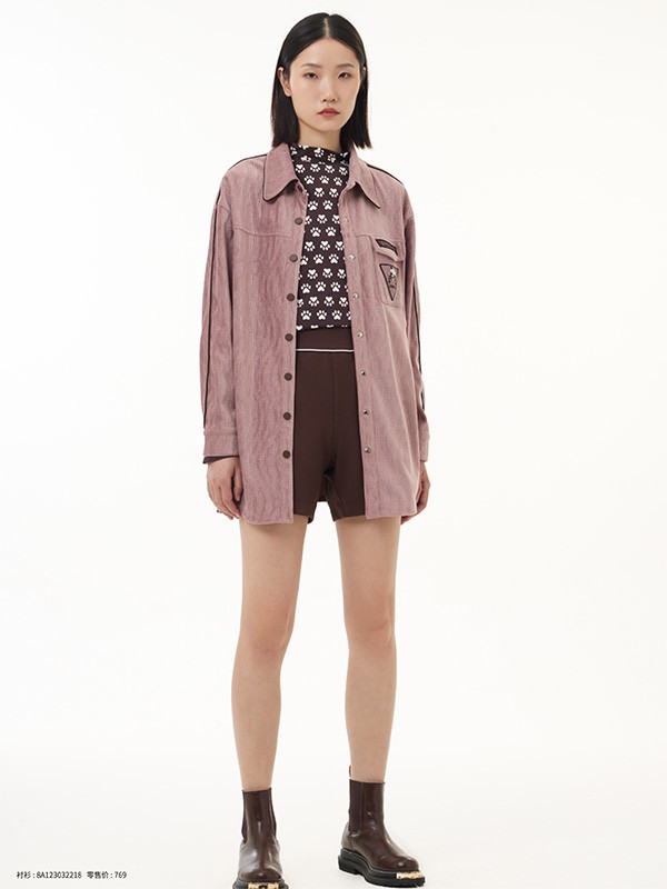 芊之美女装2022秋冬季粉色衬衫