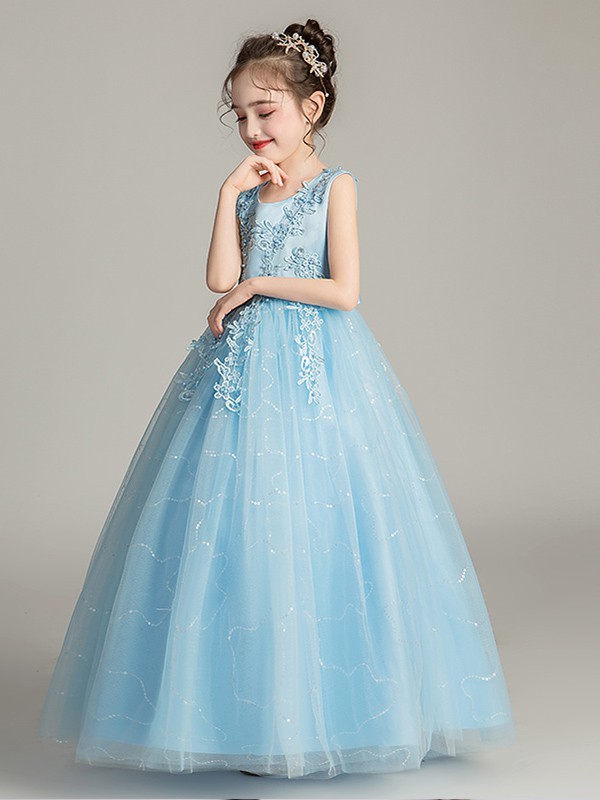 呱呱蛋童装2022春夏季蓝色连衣裙