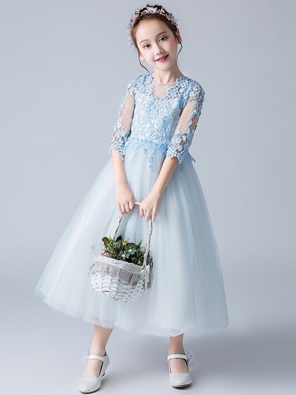 呱呱蛋童装2022春夏季蓝色连衣裙