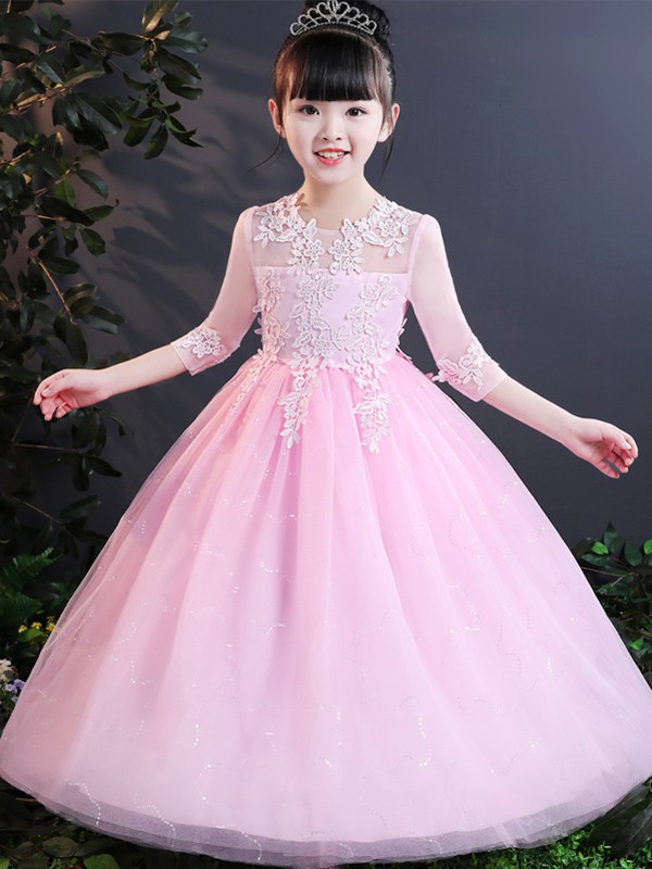 呱呱蛋童装2022春夏季粉色连衣裙