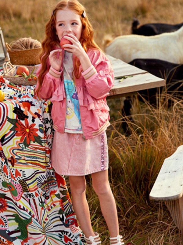 巴巴小镇童装2022秋冬季粉色短裙