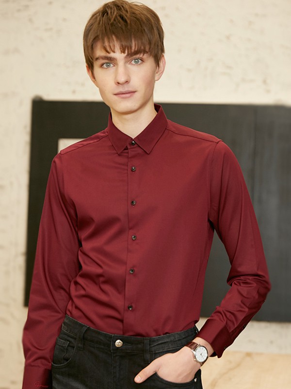 戈诺尔2022秋冬季酒红色衬衫