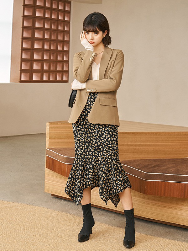 BananaBaby女装2022秋冬季黑色半身裙