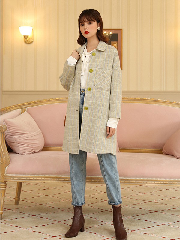 BananaBaby女装2022秋冬季绿色大衣