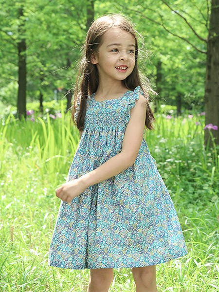 雅童小铺2023春夏季蓝色吊带裙