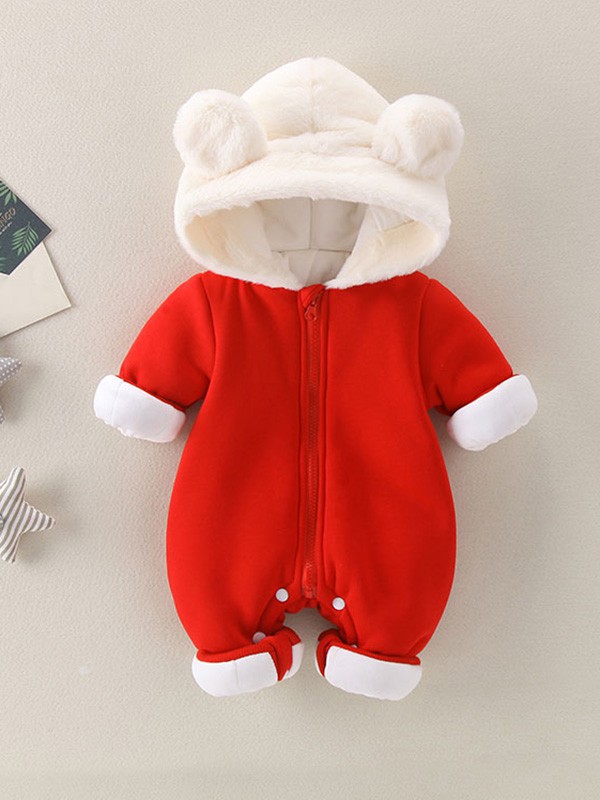 十点伴童装2022秋冬季红色连体衣