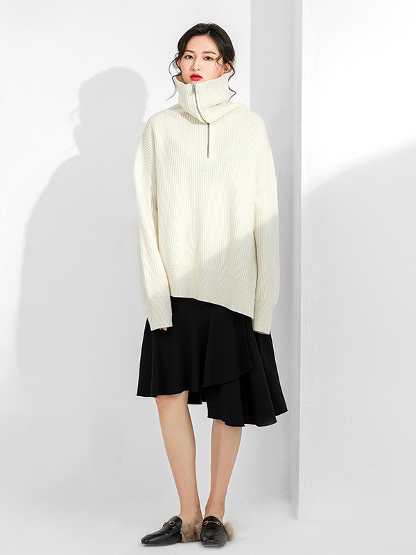 和言女装2022秋冬季白色毛衣