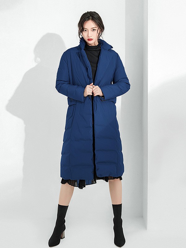 和言女装2022秋冬季藏蓝色羽绒服