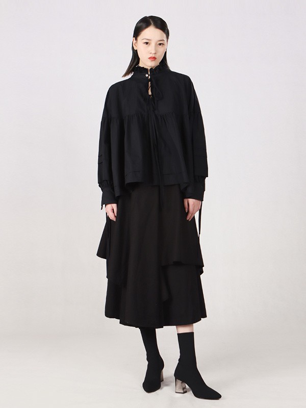 和言女装2022秋冬季黑色衬衫