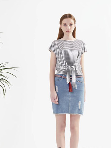 布同 女装2022春夏季蓝色短裙