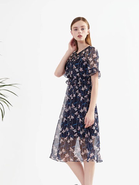 布同 女装2022春夏季黑色连衣裙