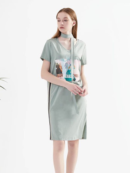 布同 女装2022春夏季绿色连衣裙