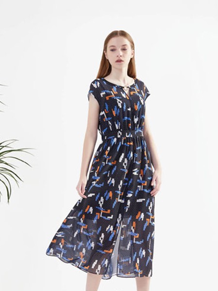 布同 女装2022春夏季黑色连衣裙