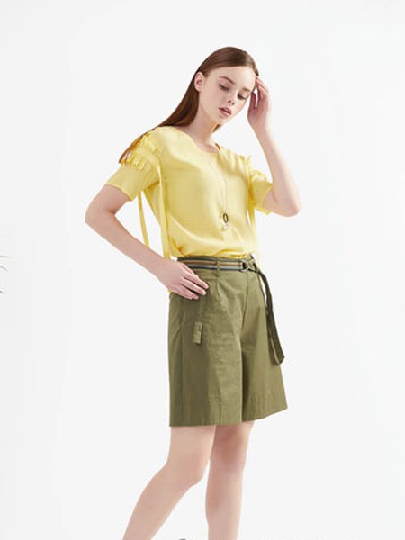 布同 女装2022春夏季黄色T恤