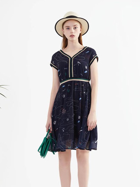 布同 女装2022春夏季黑色连衣裙