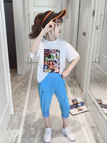 童咖童啡童装2022春夏季白色T恤