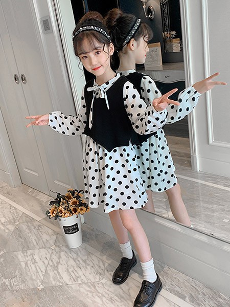 童咖童啡童装2022春夏季白色衬衫裙