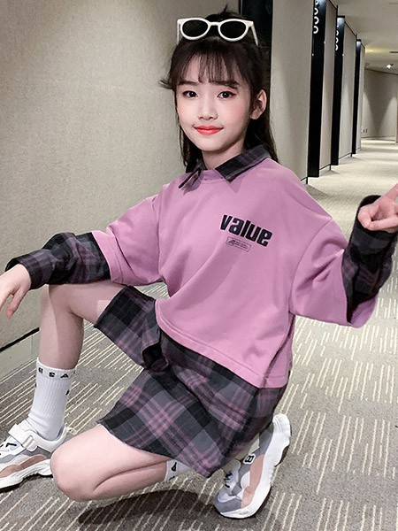 童咖童啡童装2022春夏季粉色T恤