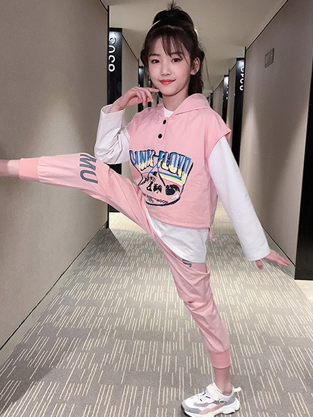 童咖童啡童装2022春夏季粉色长裤