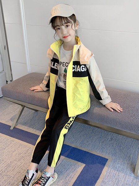 童咖童啡童装2022春夏季黑色运动装