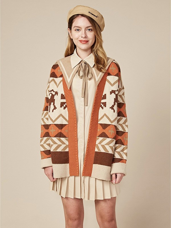 藏九女装2022秋冬季米色百褶裙