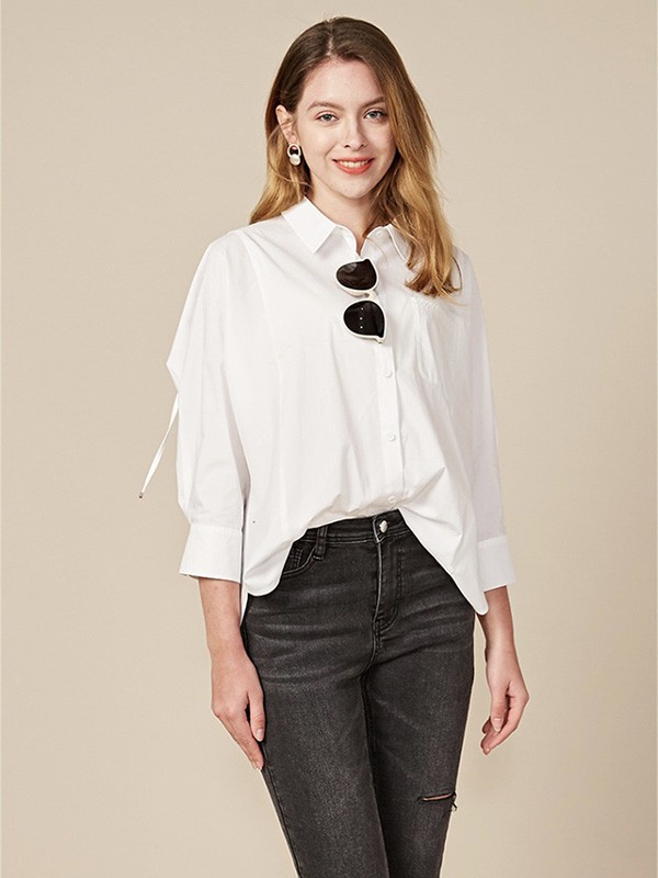 藏九女装2022秋冬季白色衬衫