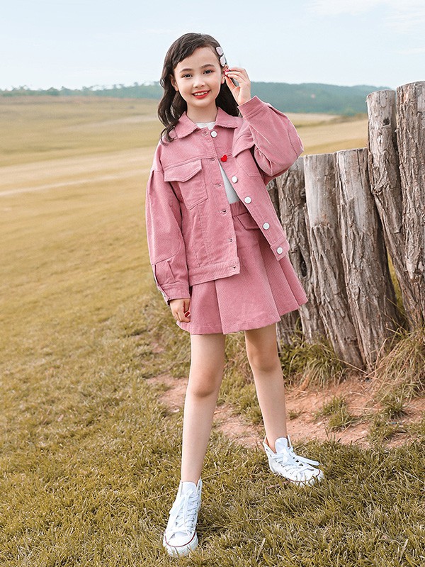 妙妙可心童装2022秋冬季粉色短裙