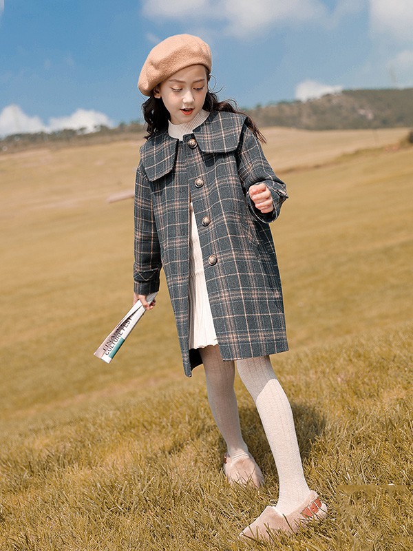 妙妙可心童装2022秋冬季黑色大衣