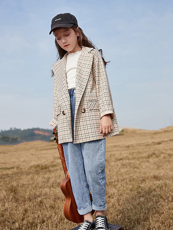 妙妙可心童装2022秋冬季米色西装