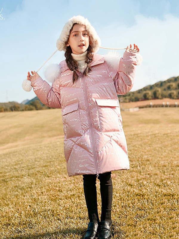 妙妙可心童装2022秋冬季粉色棉服