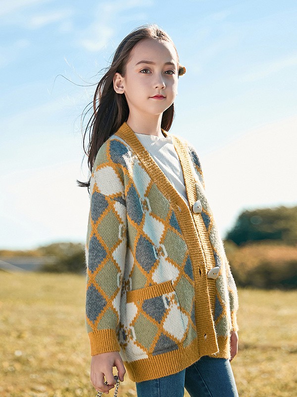 妙妙可心童装2022秋冬季白色针织衫