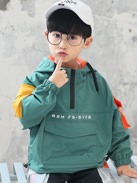 巴士猫童装2022春夏季绿色卫衣