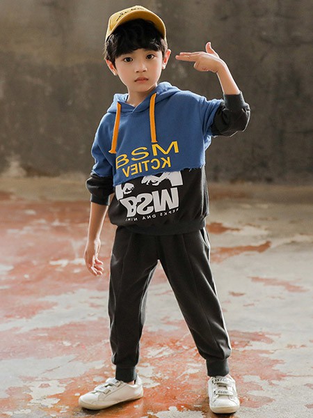 巴士猫童装2022春夏季拼色卫衣