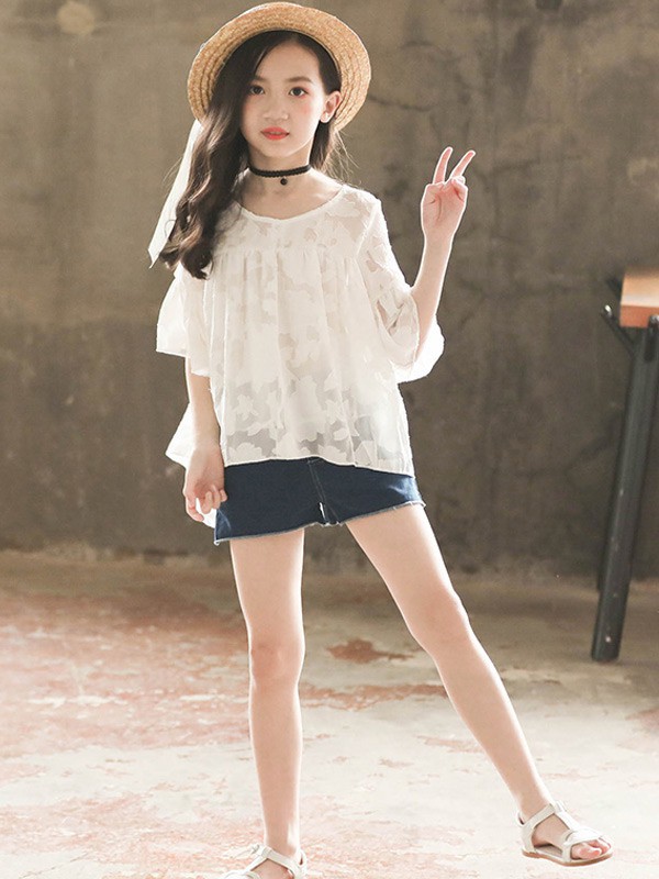 丝丝百合童装2022春夏季白色衬衫